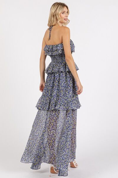 Ruffled Smocked Floral Maxi Dress
