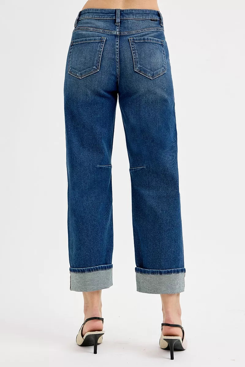 Slouchy Crop Barrel Cuffed Jeans
