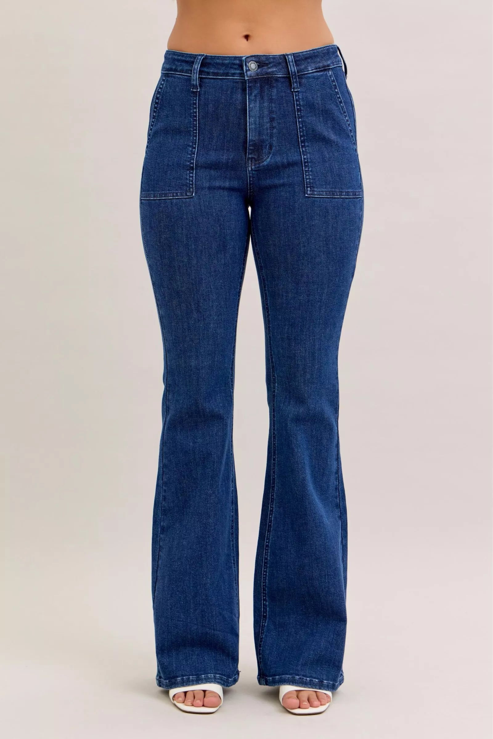 Judy Blue High Waist Flare Jeans with Front Patch Pockets