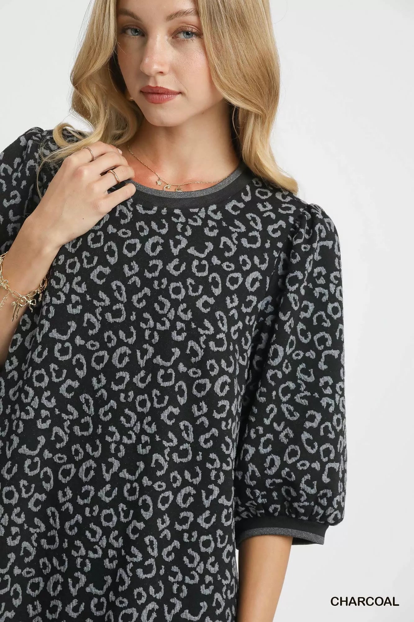 Leopard Print Jacquard Mini Dress