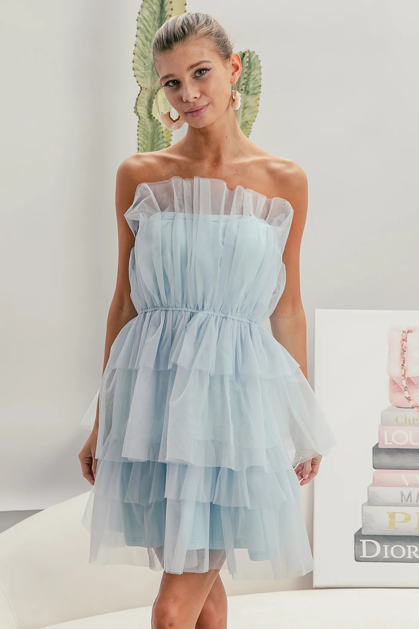 Sleeveless Layered Organza Dress