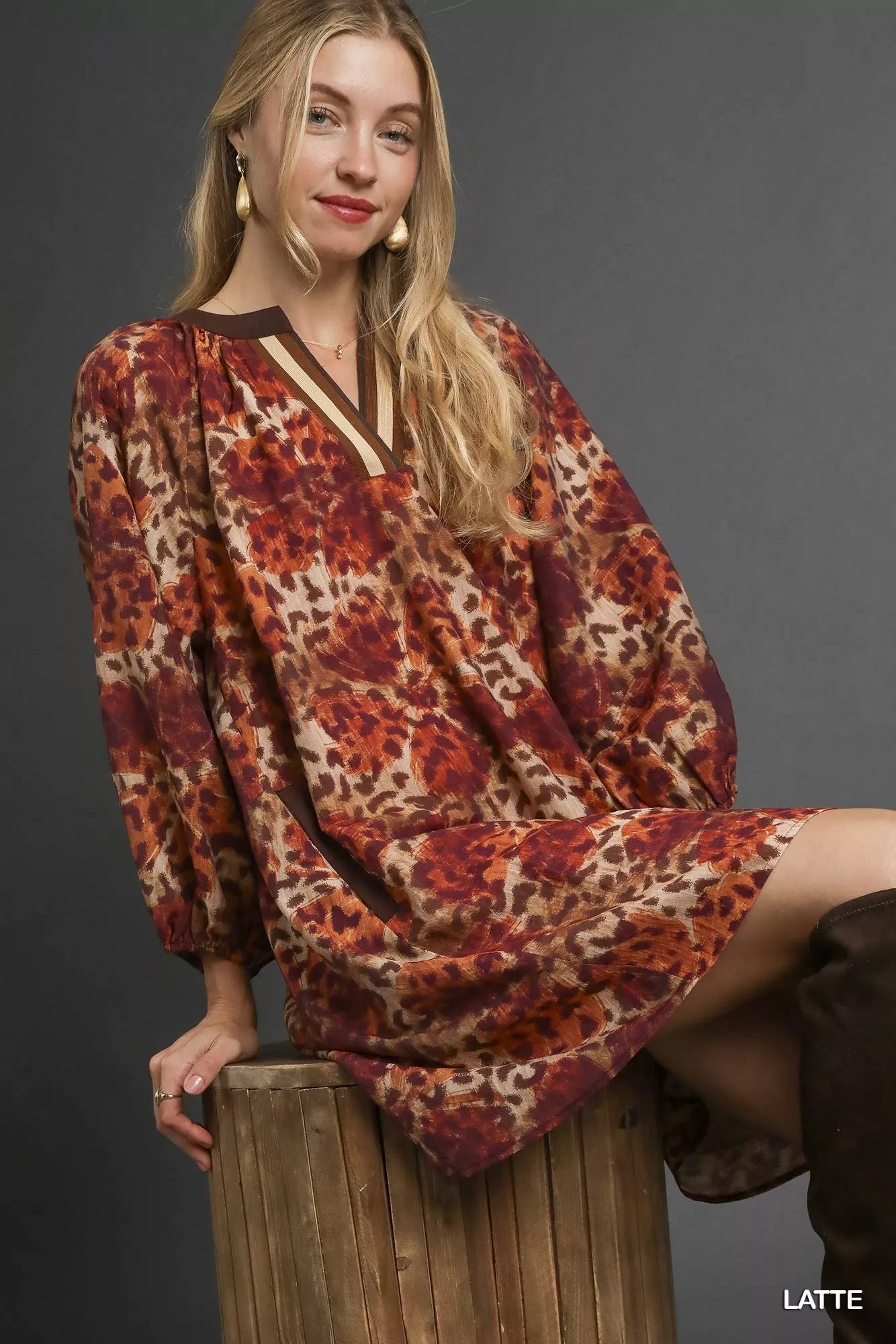 Animal Print Boho Tunic Dress