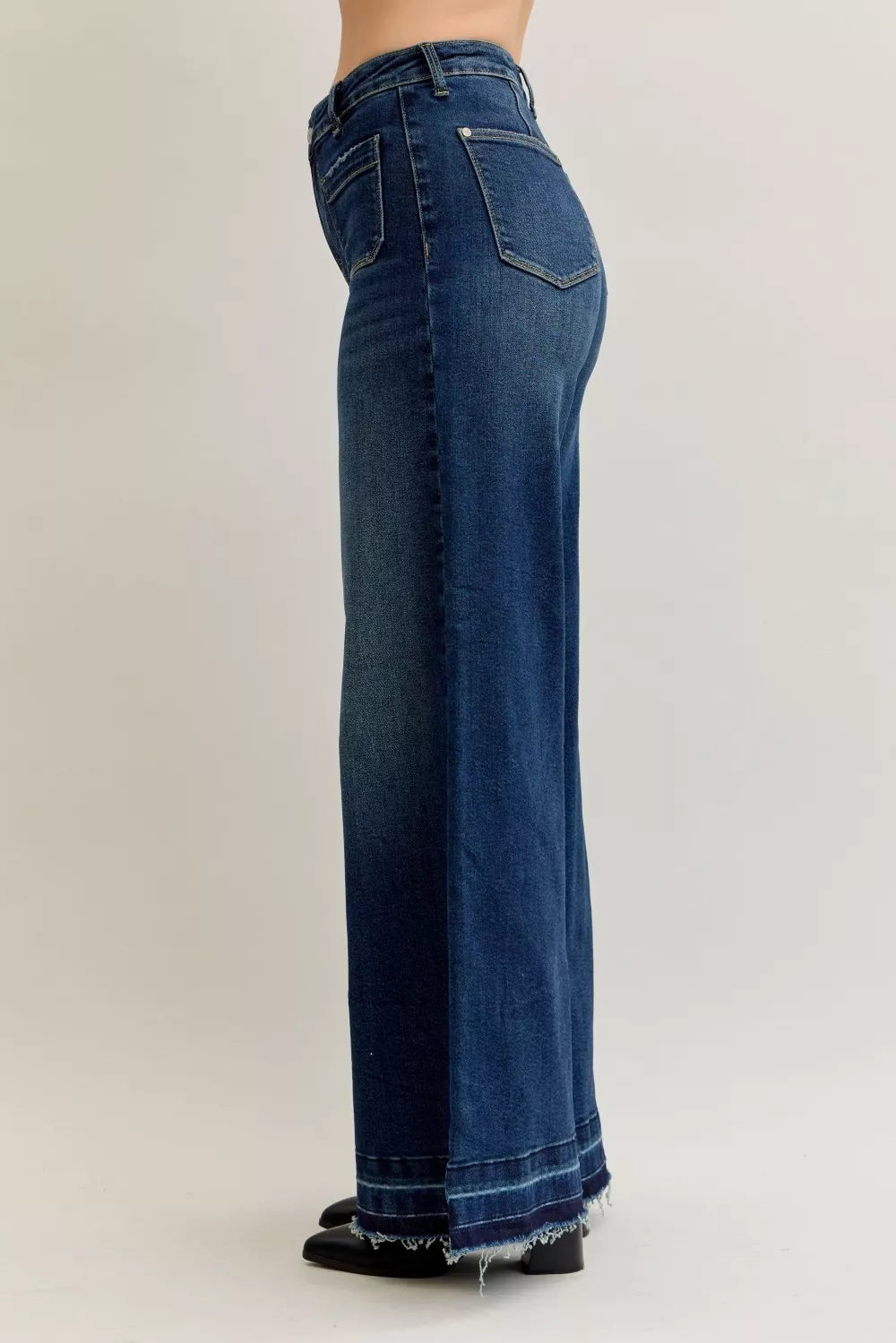Judy Blue High Waist Palazzo Jeans with Front Patch Pockets