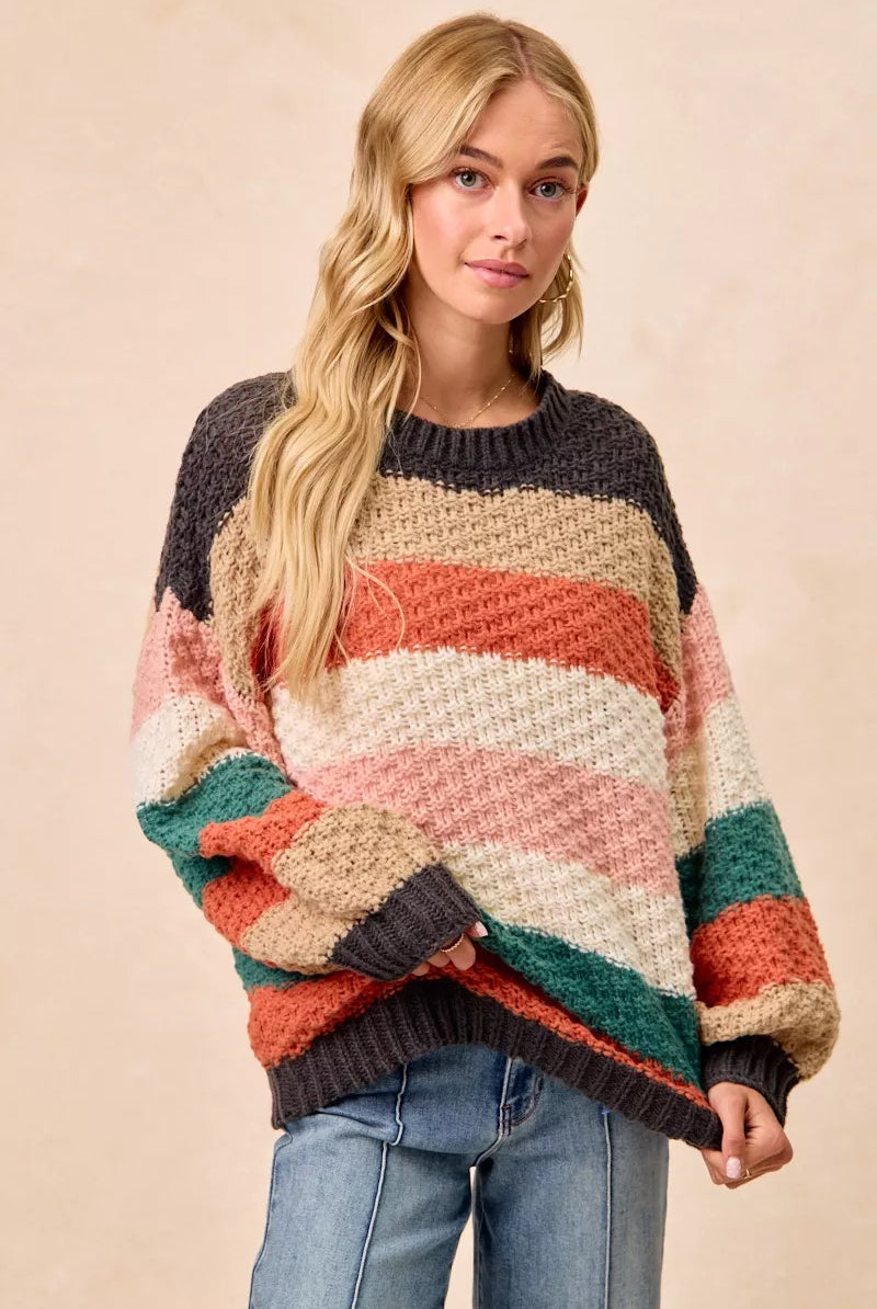 Color Block Chunky Sweater