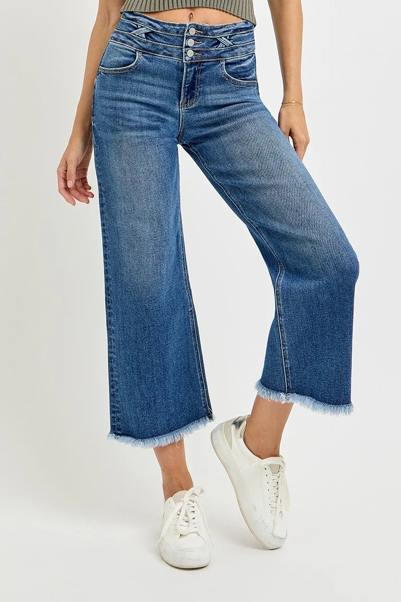 High Rise Crop Wide Leg Jeans