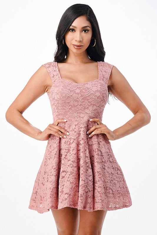 Short Lace Skater A-Line Dress