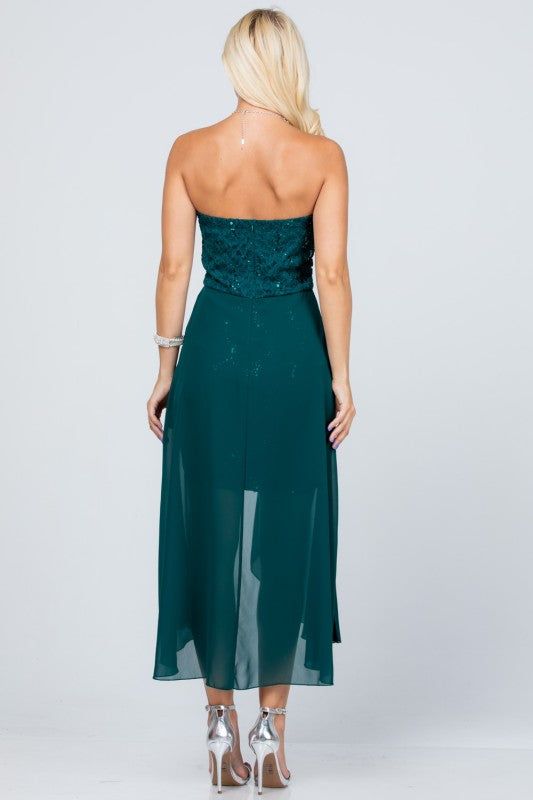 High Low Chiffon/Lace Strapless Dress