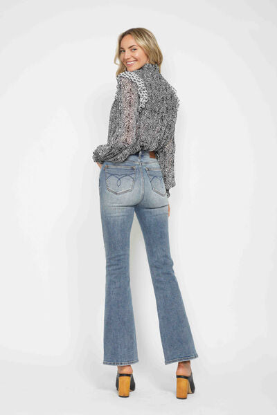 Tummy Control Back Embroidered Bootcut Jeans