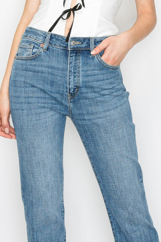 Tummy Control High Rise Slim Straight Jeans