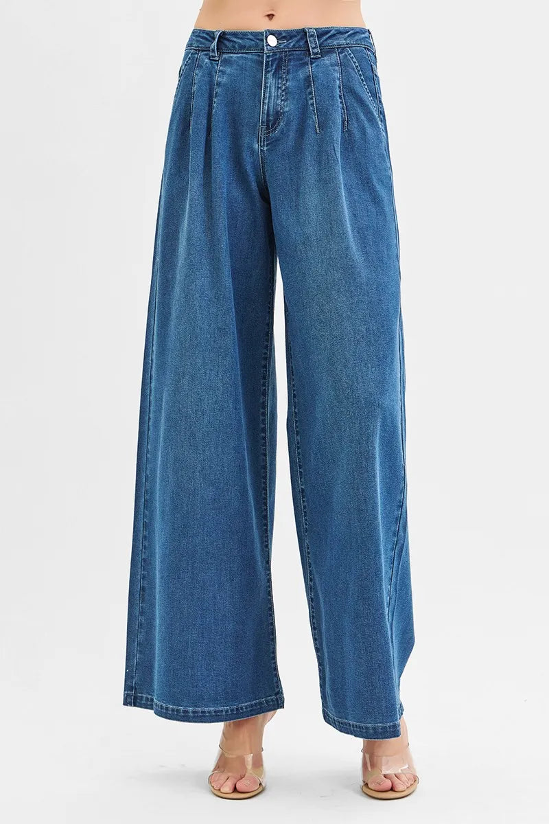 Mid Rise Wide Leg Jeans