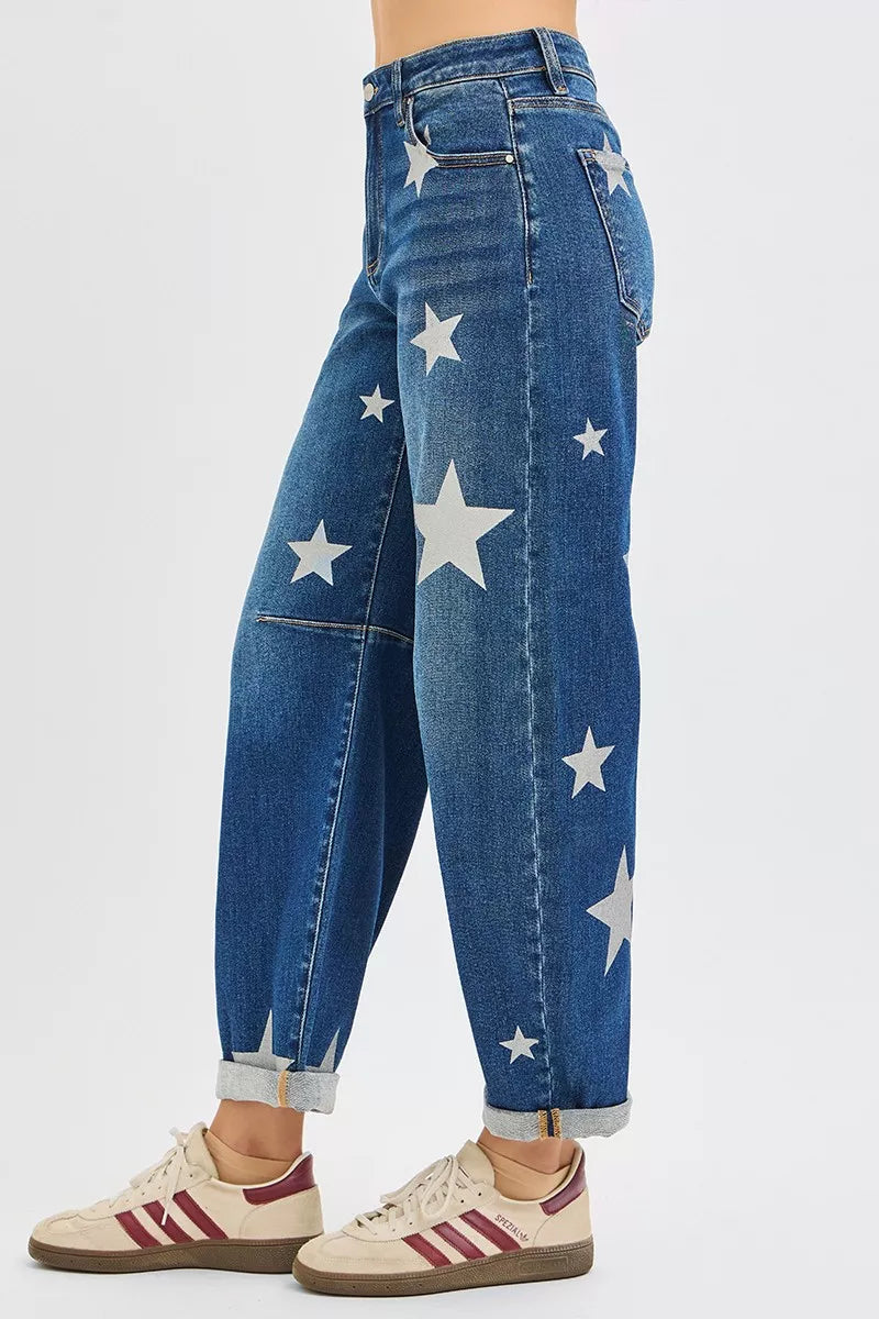 Mid Rise Ankle Length Relaxed Barrel Jeans