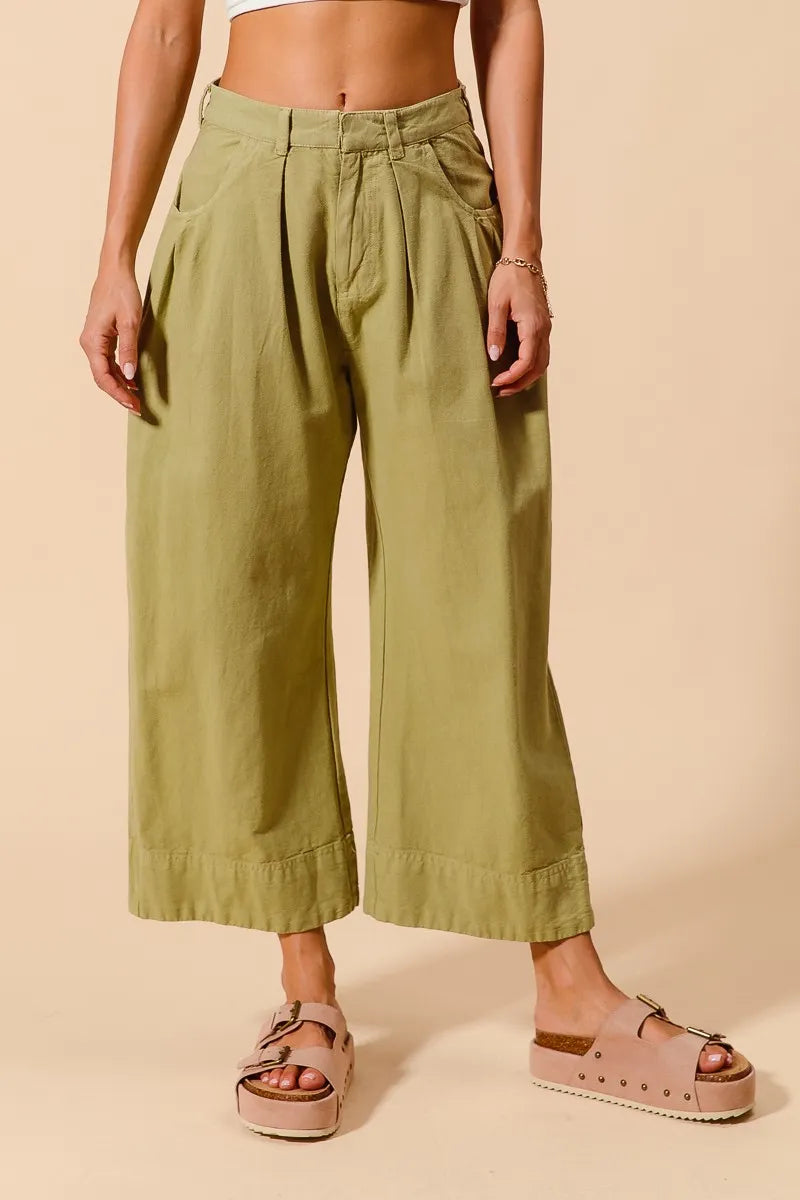 Mid Rise Wide Leg Chino Pants