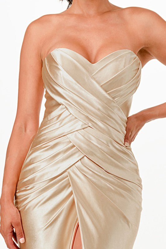 Strapless Ruched Full-Length Gown