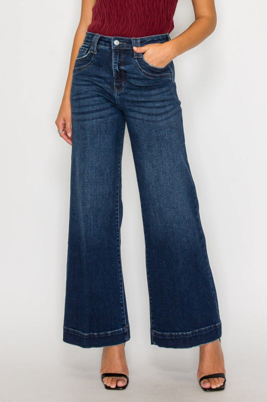 High Rise Tummy Control A-Wide Leg Fit Jeans