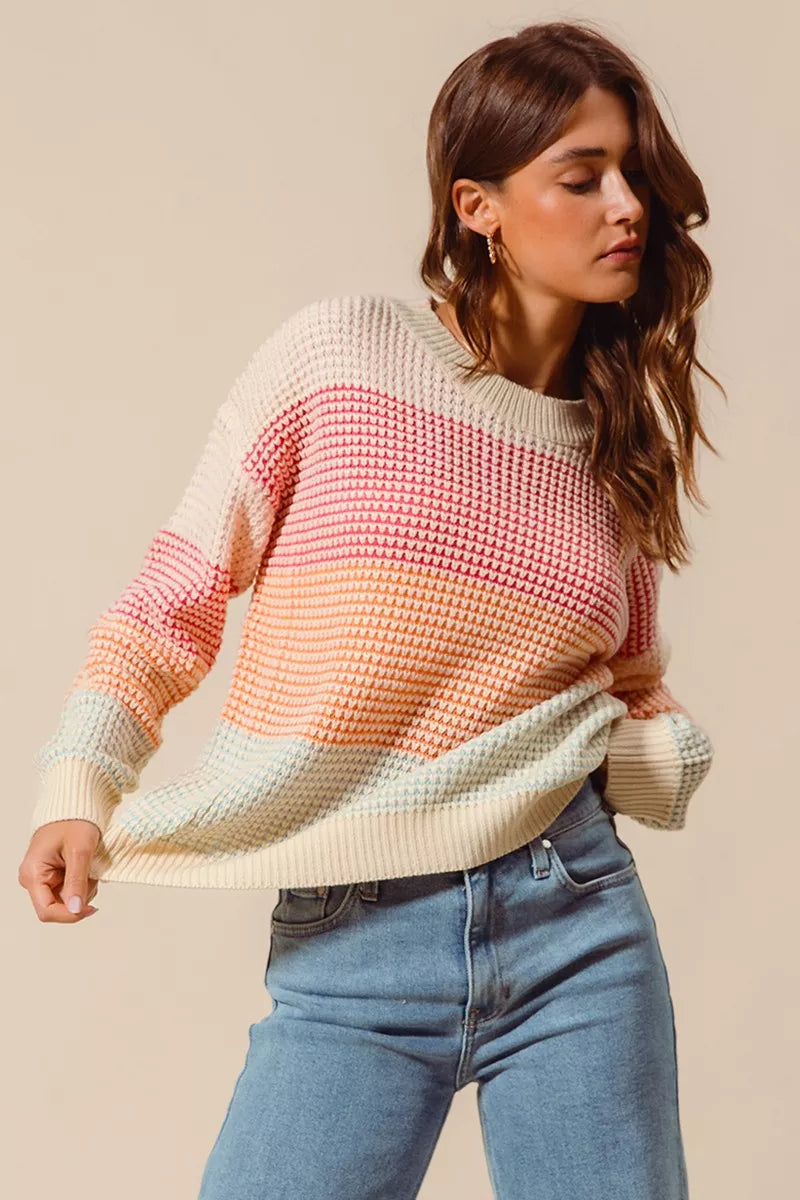 Color Block Long Sleeve Sweater