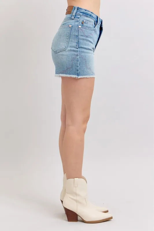 High Waist Cut Off Denim Shorts