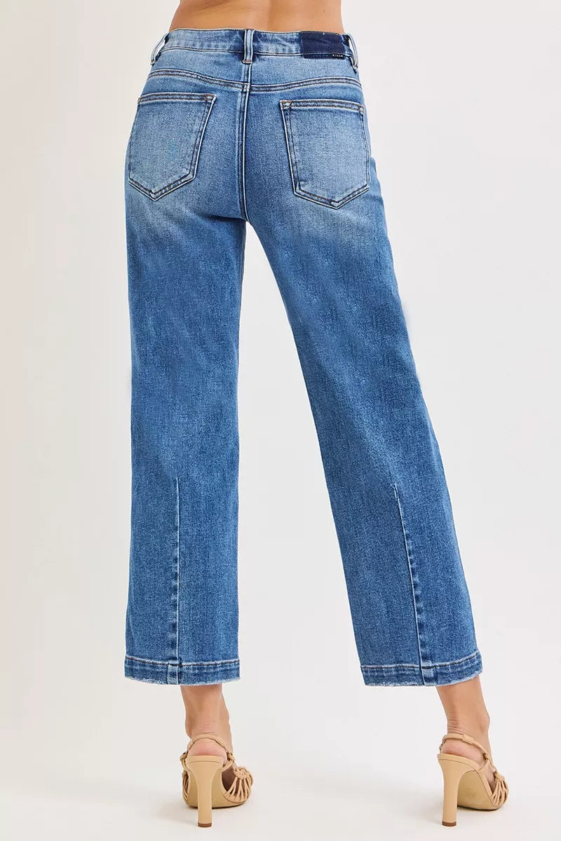 High Rise Crop Boyfriend Tapered Jeans