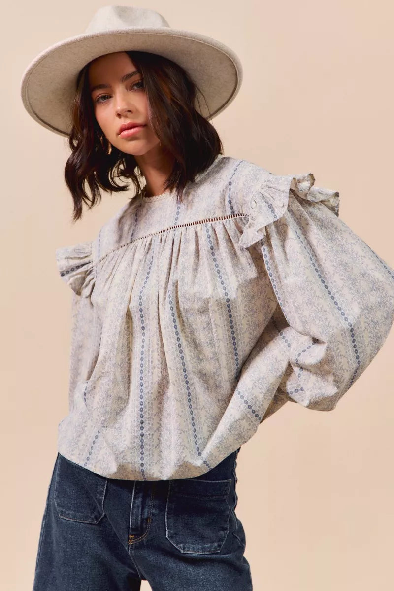 Floral Print Ruffled Blouse