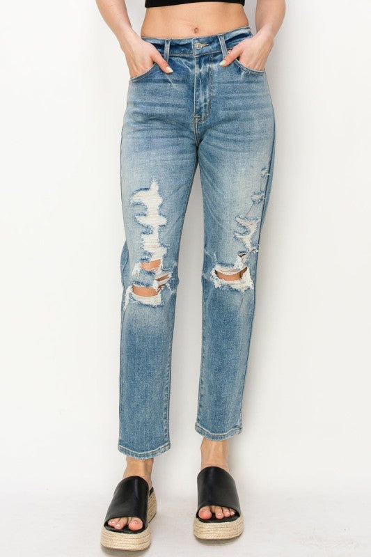 High Rise Stretch Mom Jeans