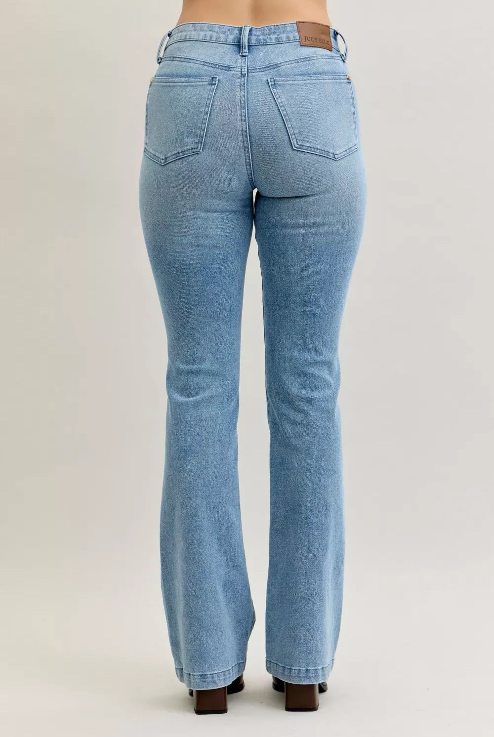 Mid Rise Bootcut Jeans with Contrast Wash