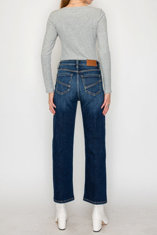 High Rise Ankle Straight Jeans