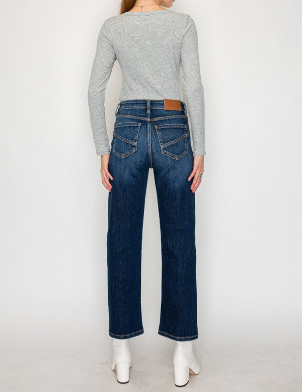 High Rise Ankle Straight Jeans