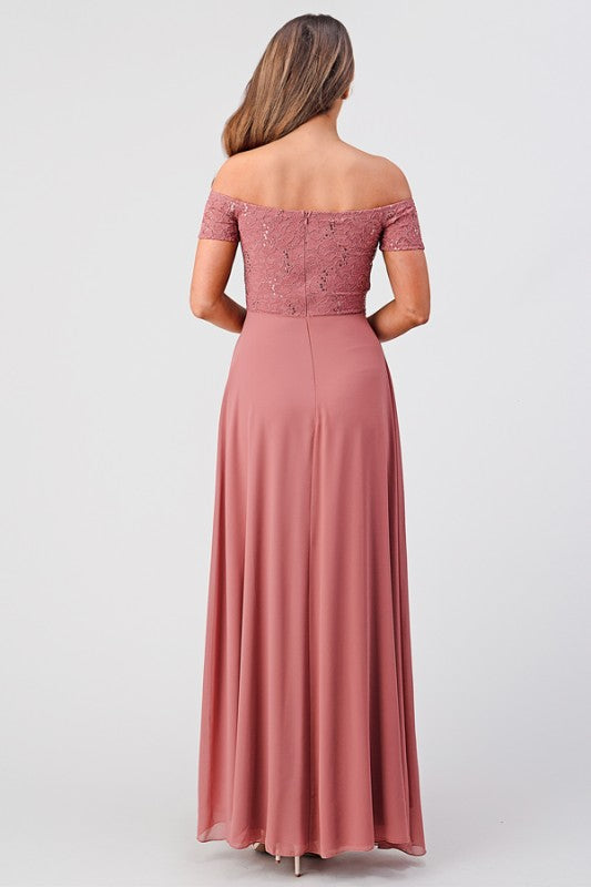 Off-Shoulder Full-Length A-Line Dress