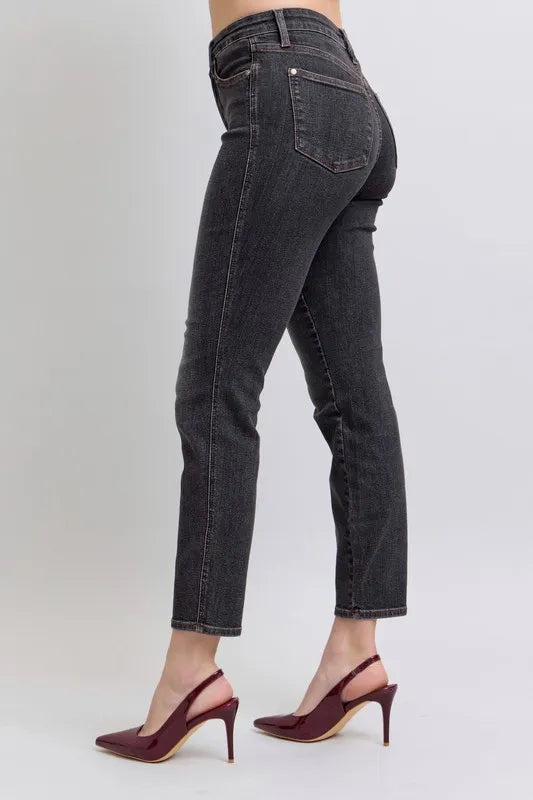 Mid Rise Tummy Control Slim Jeans