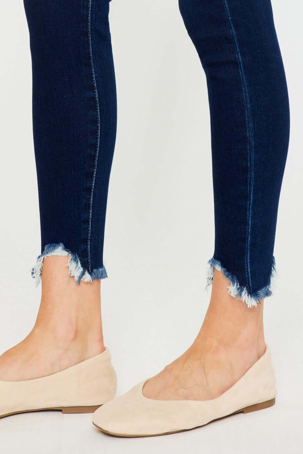 High Rise Frayed Ankle Skinny Jeans