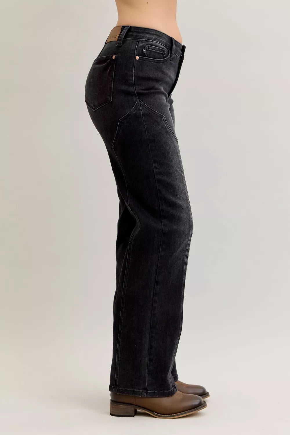 Judy Blue Mid Rise Straight Western Seam Detail Jeans