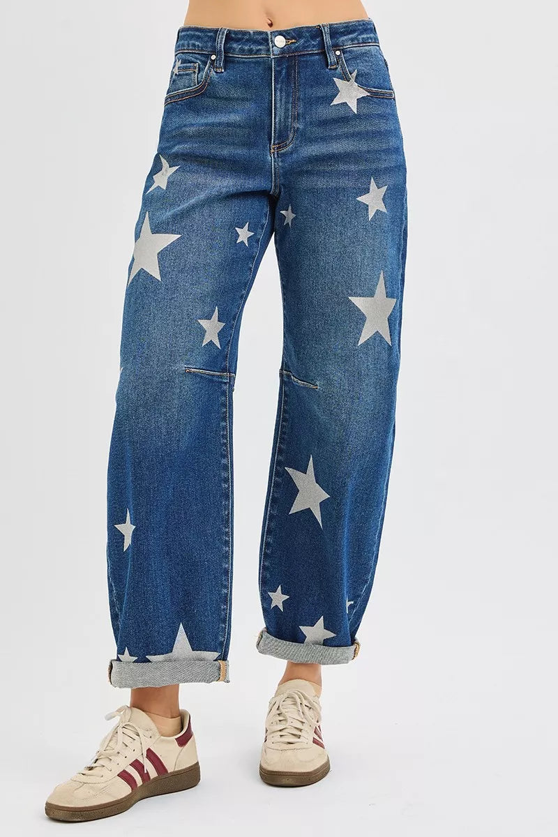 Mid Rise Ankle Length Relaxed Barrel Jeans