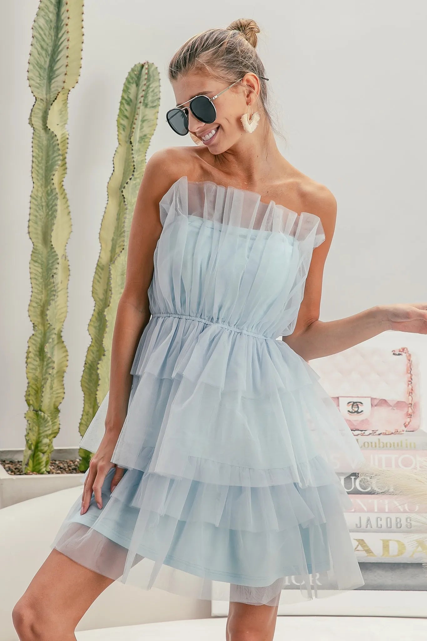 Sleeveless Layered Organza Dress