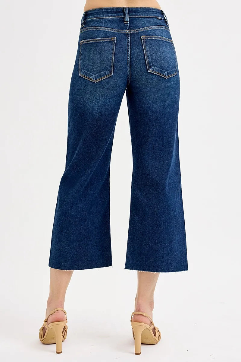 Tummy Control High Rise Crop Wide Jeans