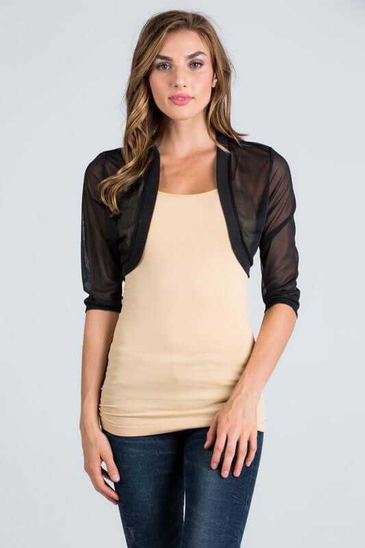 Sheer Chiffon Open Front Bolero