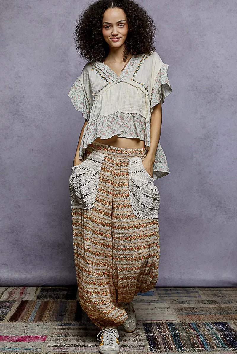 Floral Ruffled Double Gauze Blouse