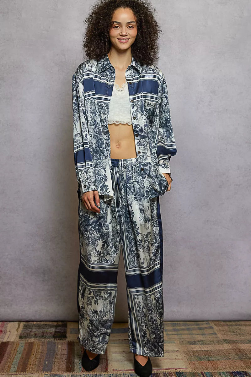 Floral Printed Woven Wide Leg Pants