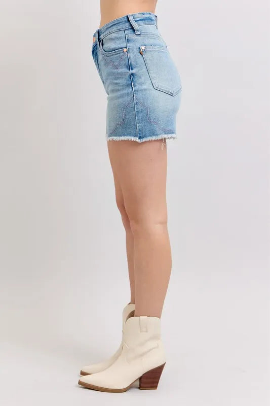 High Waist Cut Off Denim Shorts