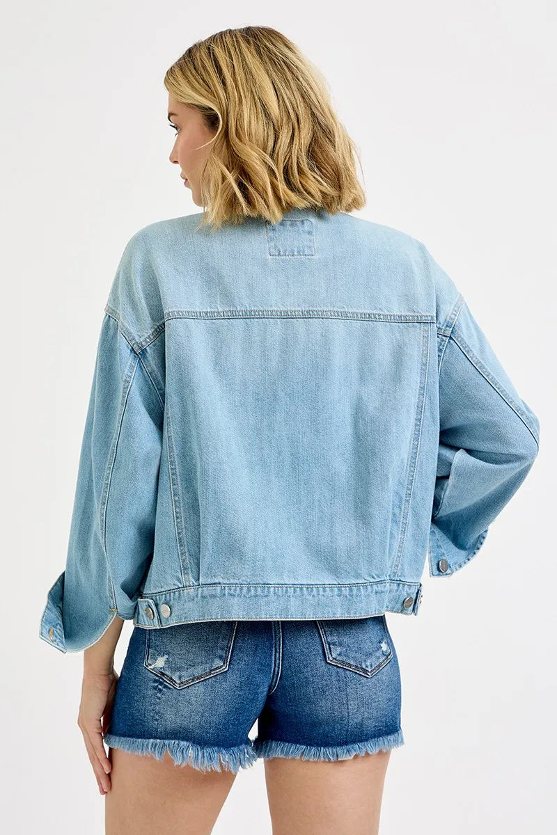 Washed Dropped Shoulder Denim Jacket