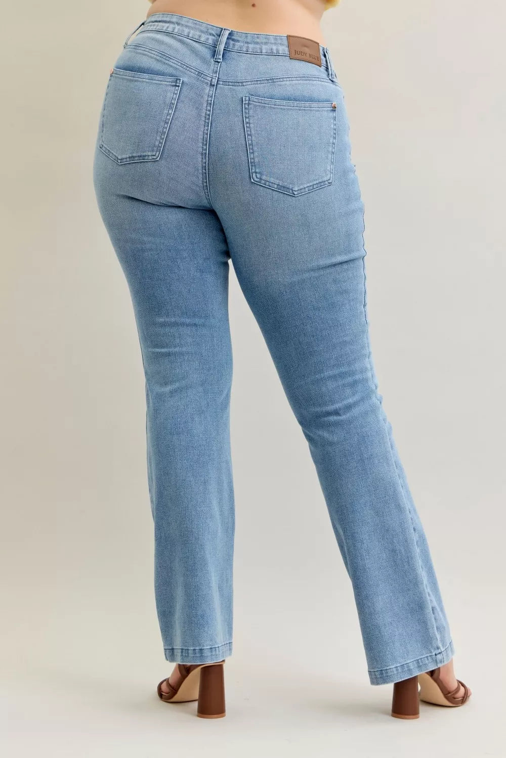 Mid Rise Bootcut Jeans with Contrast Wash