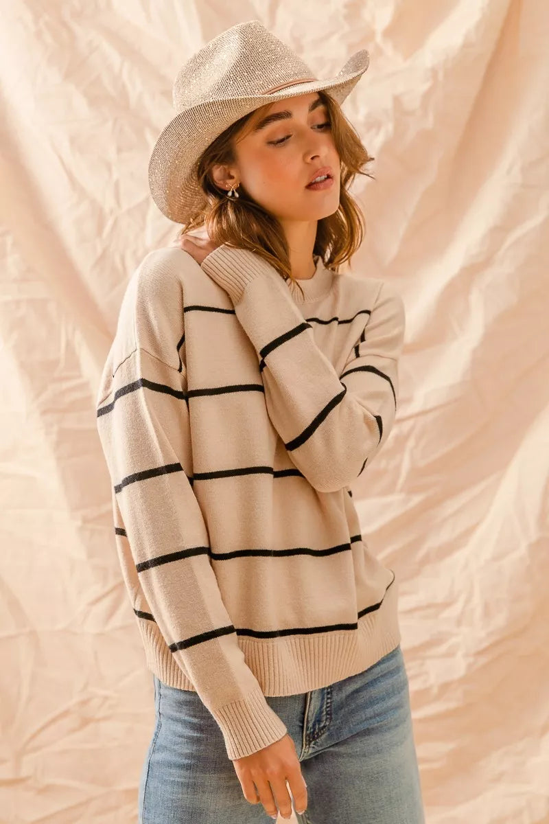Stripe Crew Neck Sweater