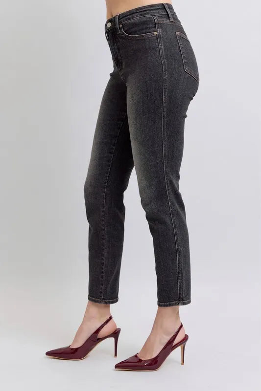 Mid Rise Tummy Control Slim Jeans