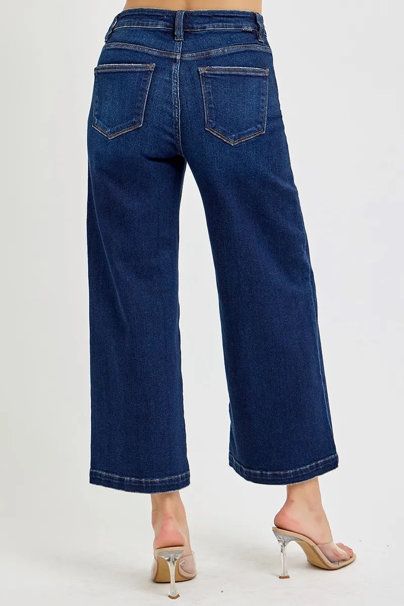 High Rise Crop Wide Jeans