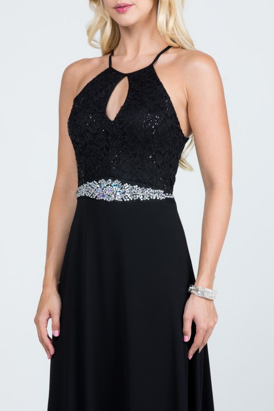 Halter Neck Full-Length A-Line Dress