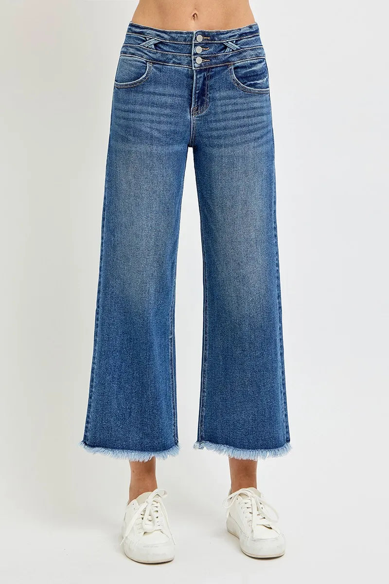High Rise Crop Wide Leg Jeans