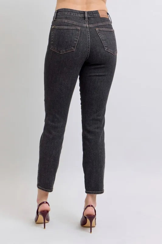 Mid Rise Tummy Control Slim Jeans