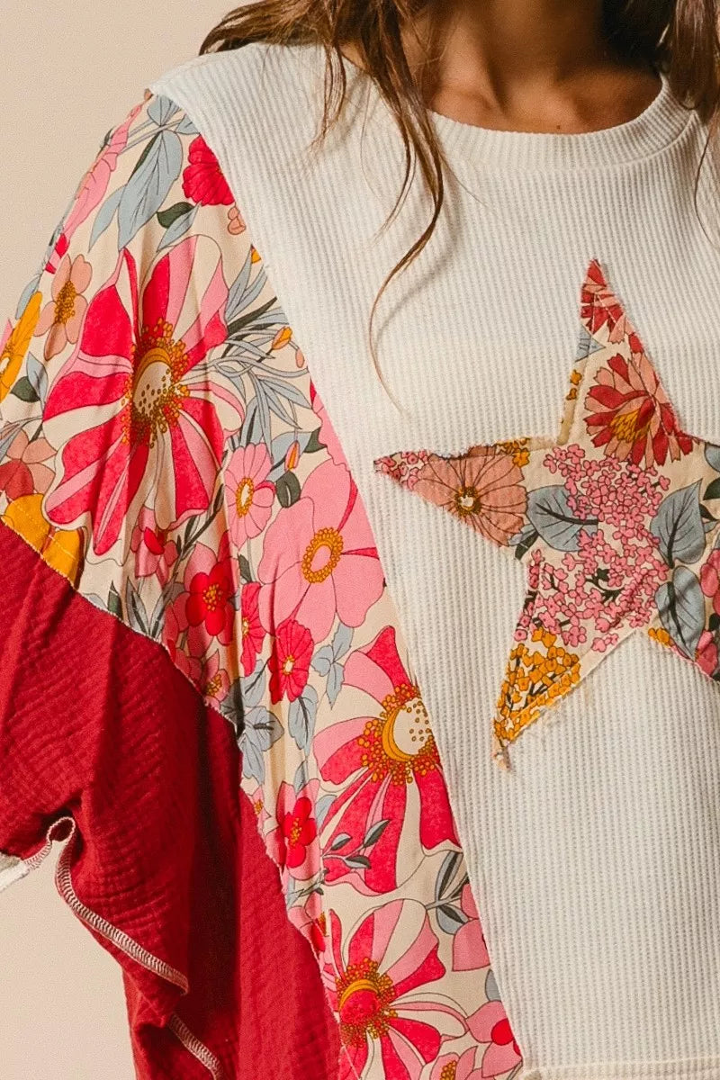 Floral Star Patch Sweatshirt