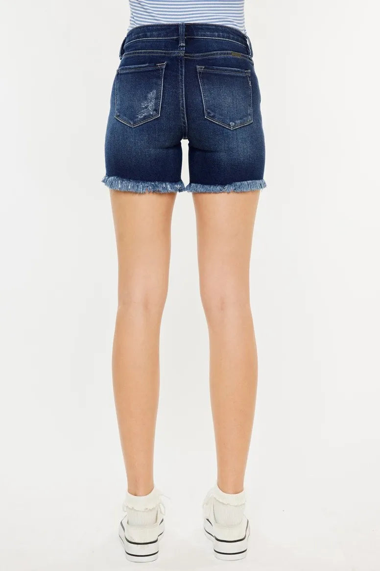 Mid Rise Button Fly Denim Shorts