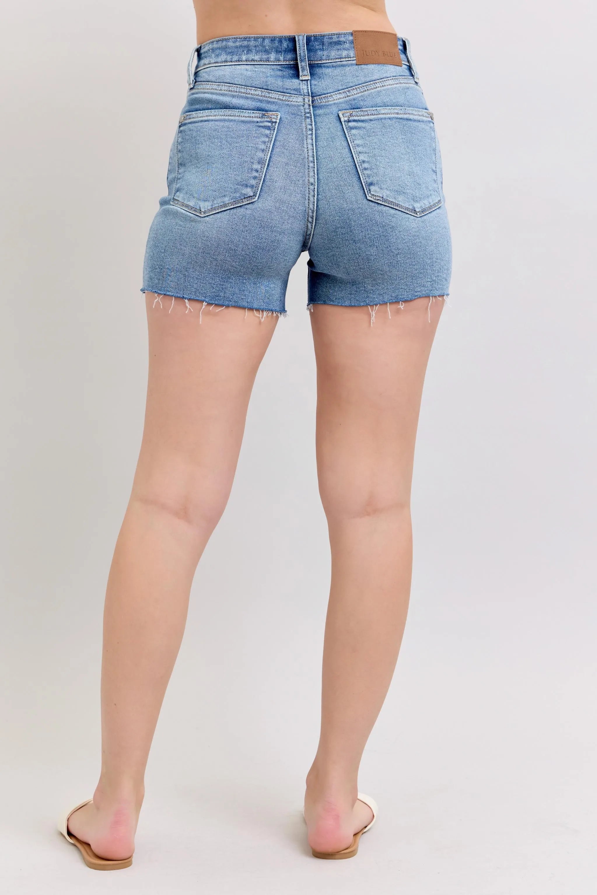 High Waist Destroyed Denim Shorts
