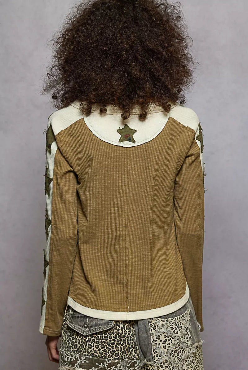 Round Neck T-Shirt with Star Patch