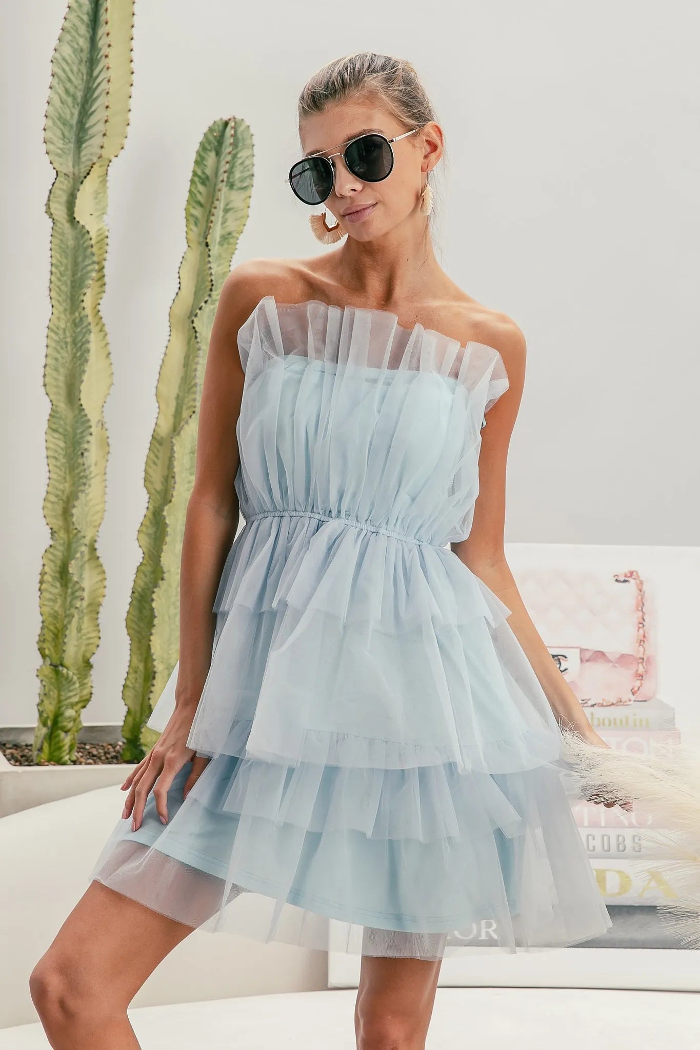 Sleeveless Layered Organza Dress